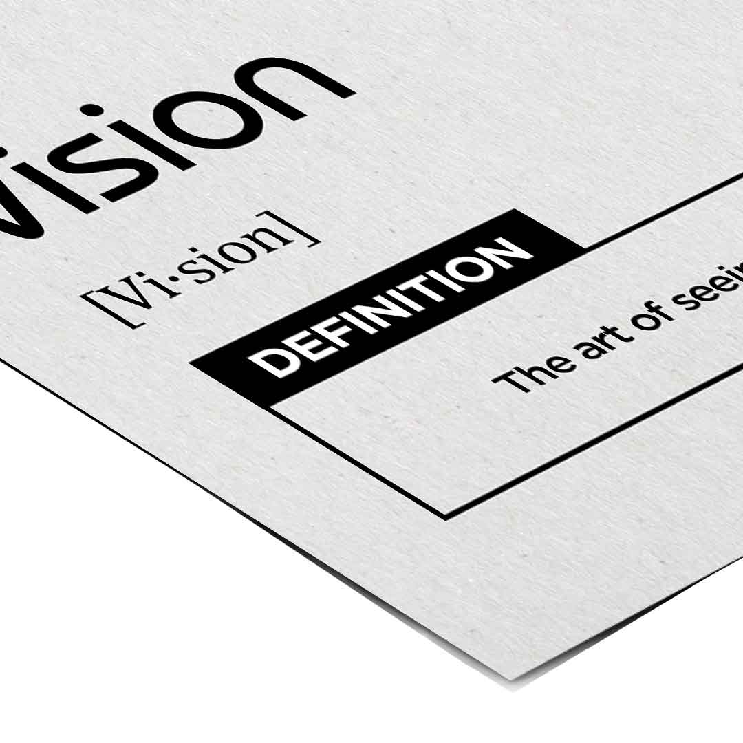 DOTCOMCANVAS® Vision (Vi) Poster Version Weiß – Eck-Detail