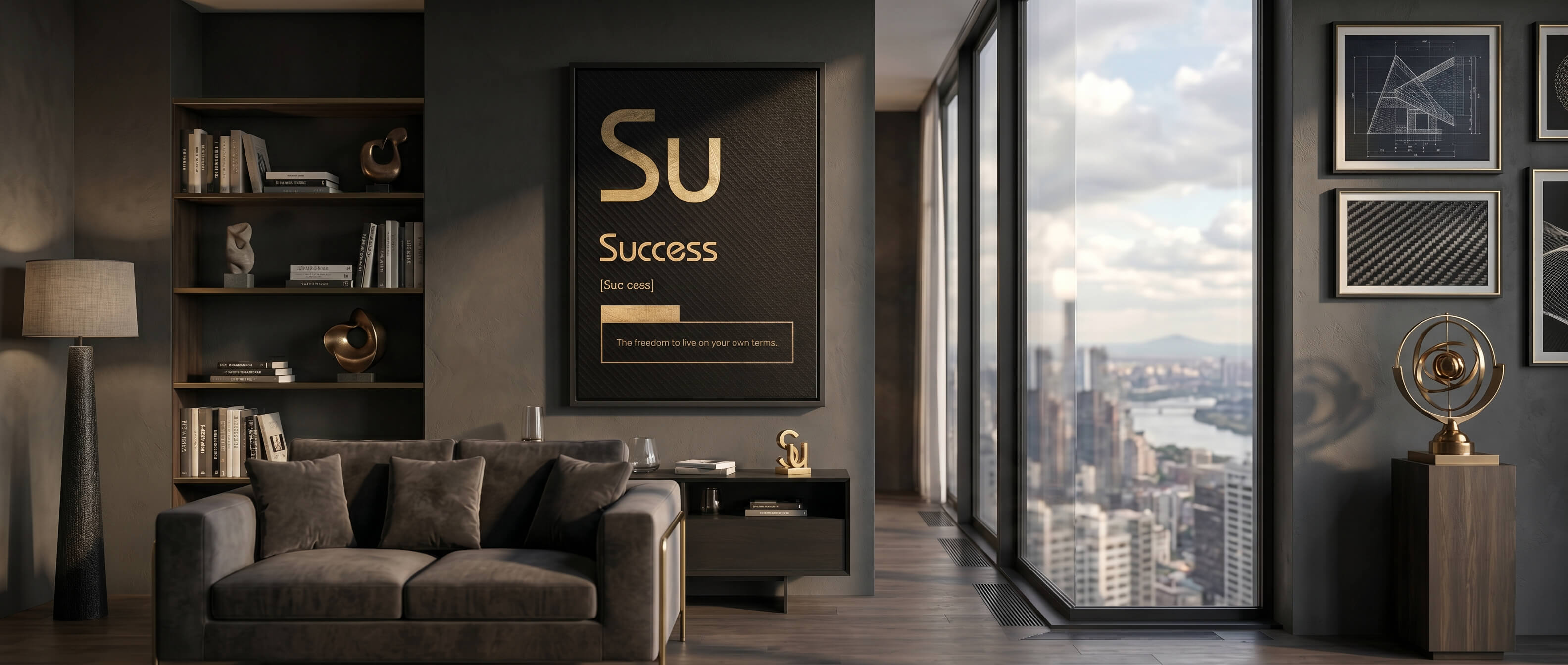 DOTCOMCANVAS® Success (Su) Leinwandbild Schwarz – Banner