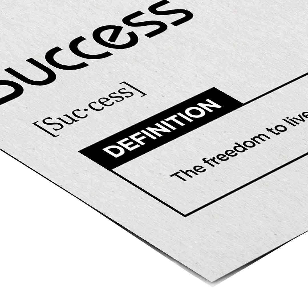 DOTCOMCANVAS® Success (Su) Poster Version Weiß – Eck-Detail