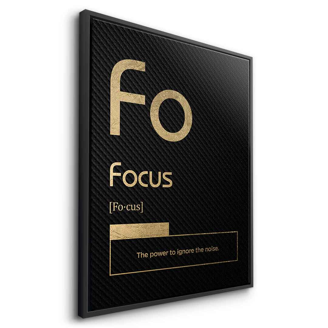 DOTCOMCANVAS® Focus (Fo) Leinwandbild Version Schwarz – Seitenansicht Schwarz