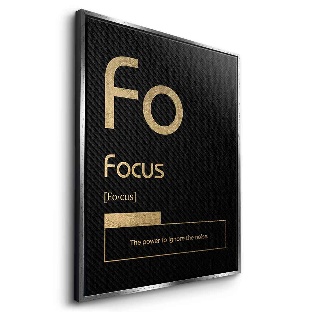 DOTCOMCANVAS® Focus (Fo) Leinwandbild Version Schwarz – Seitenansicht Weiß