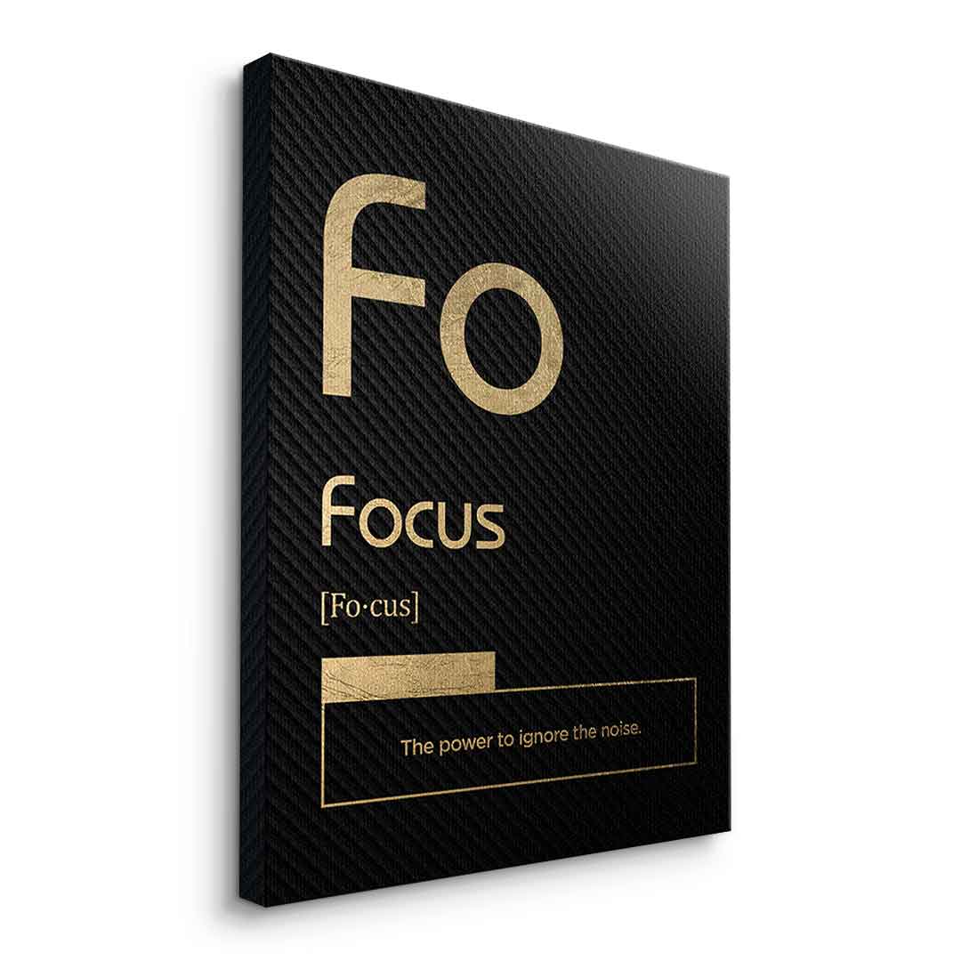 DOTCOMCANVAS® Focus (Fo) Leinwandbild Version Schwarz – Seitenansicht Ohne Rahmen