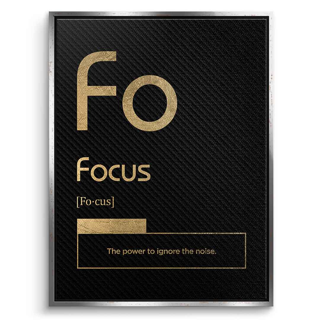 DOTCOMCANVAS® Focus (Fo) Leinwandbild Version Schwarz – Vorderansicht Schwarzer Rahmen