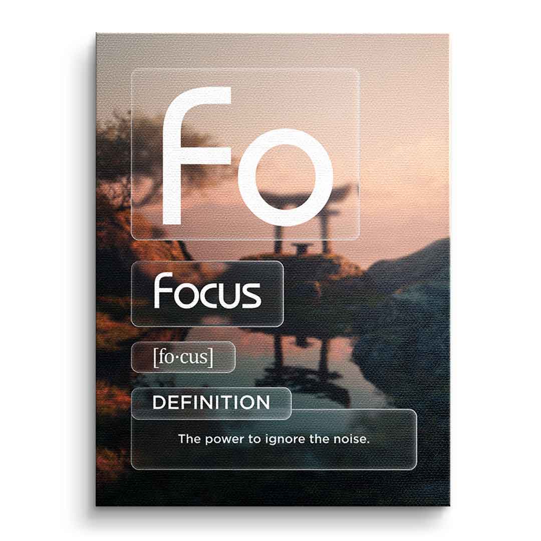 DOTCOMCANVAS® Focus (Fo) Leinwandbild Version Farbig – Vorderansicht Ohne Rahmen