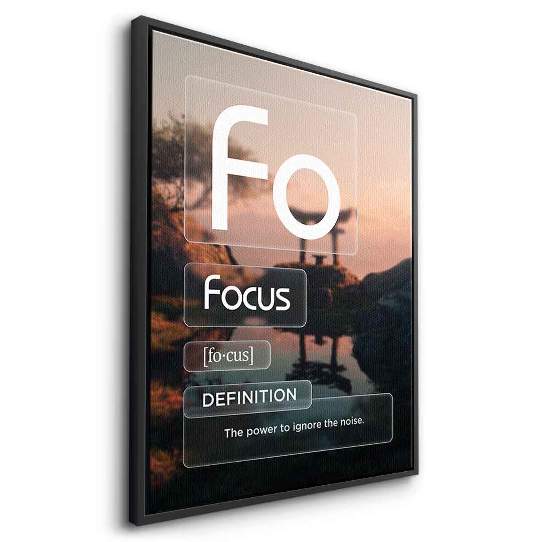 DOTCOMCANVAS® Focus (Fo) Leinwandbild Version Farbig – Seitenansicht Schwarz