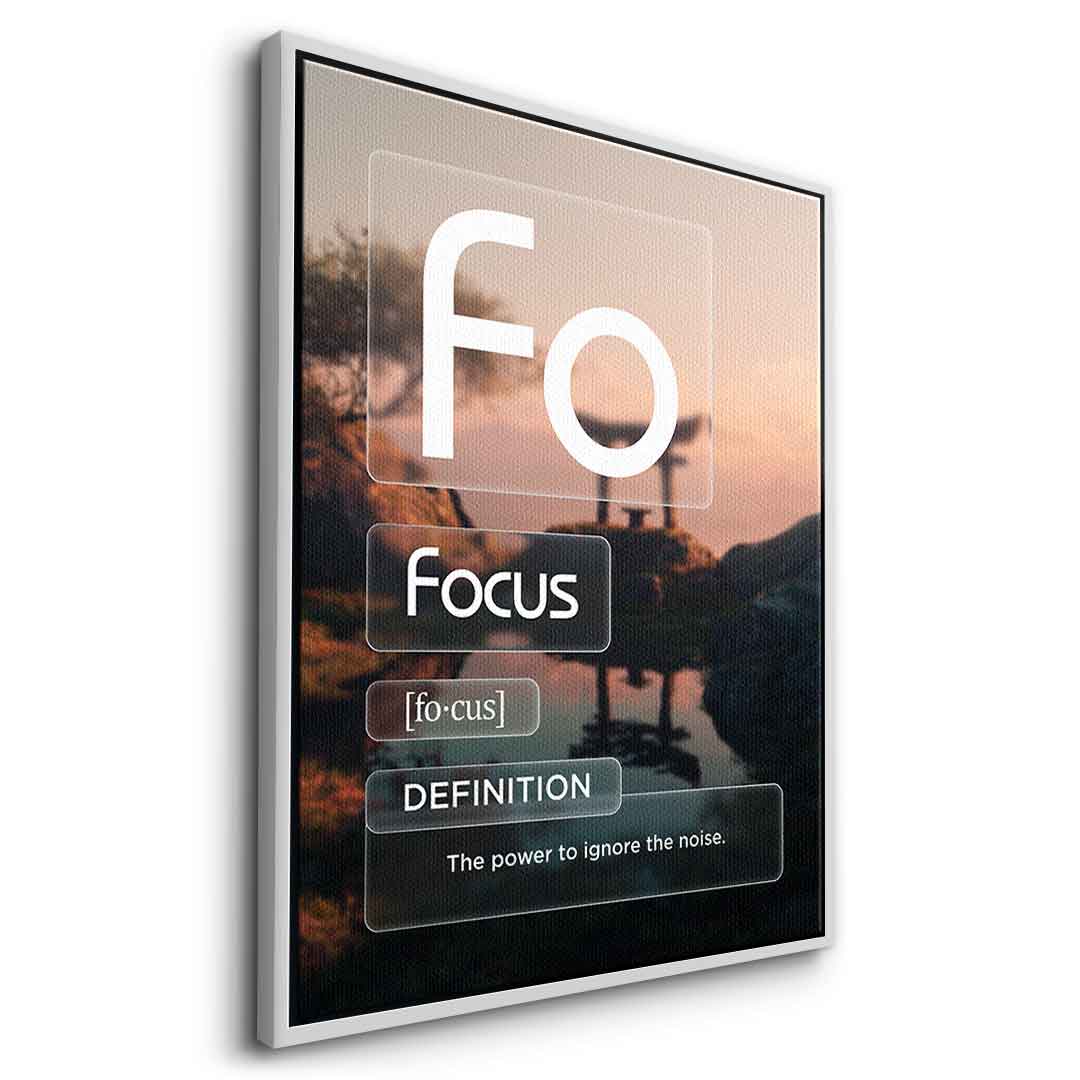 DOTCOMCANVAS® Focus (Fo) Leinwandbild Version Farbig – Seitenansicht Silber