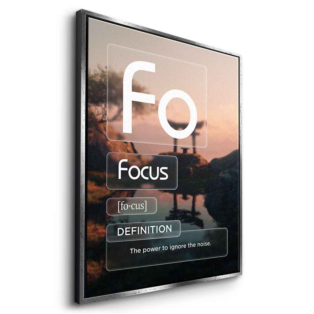 DOTCOMCANVAS® Focus (Fo) Leinwandbild Version Farbig – Seitenansicht Weiß