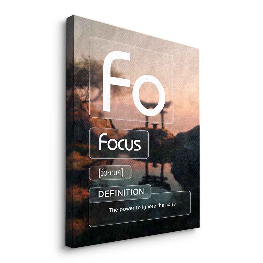 DOTCOMCANVAS® Focus (Fo) Leinwandbild Version Farbig – Seitenansicht Ohne Rahmen