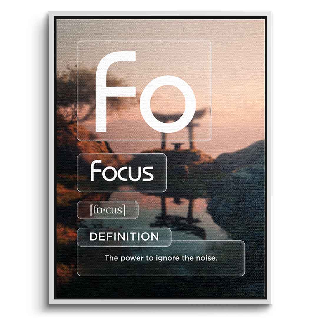 DOTCOMCANVAS® Focus (Fo) Leinwandbild Version Farbig – Vorderansicht Weißer Rahmen