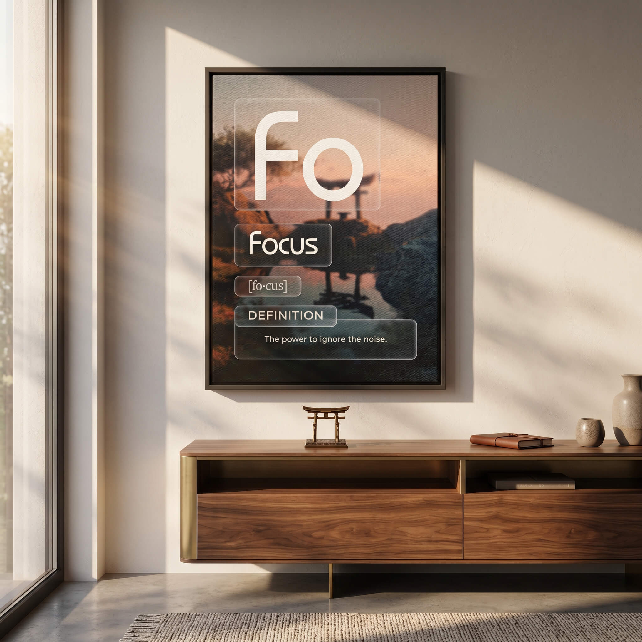 DOTCOMCANVAS® Focus (Fo) Leinwandbild Version Farbig – Raum-Mockup