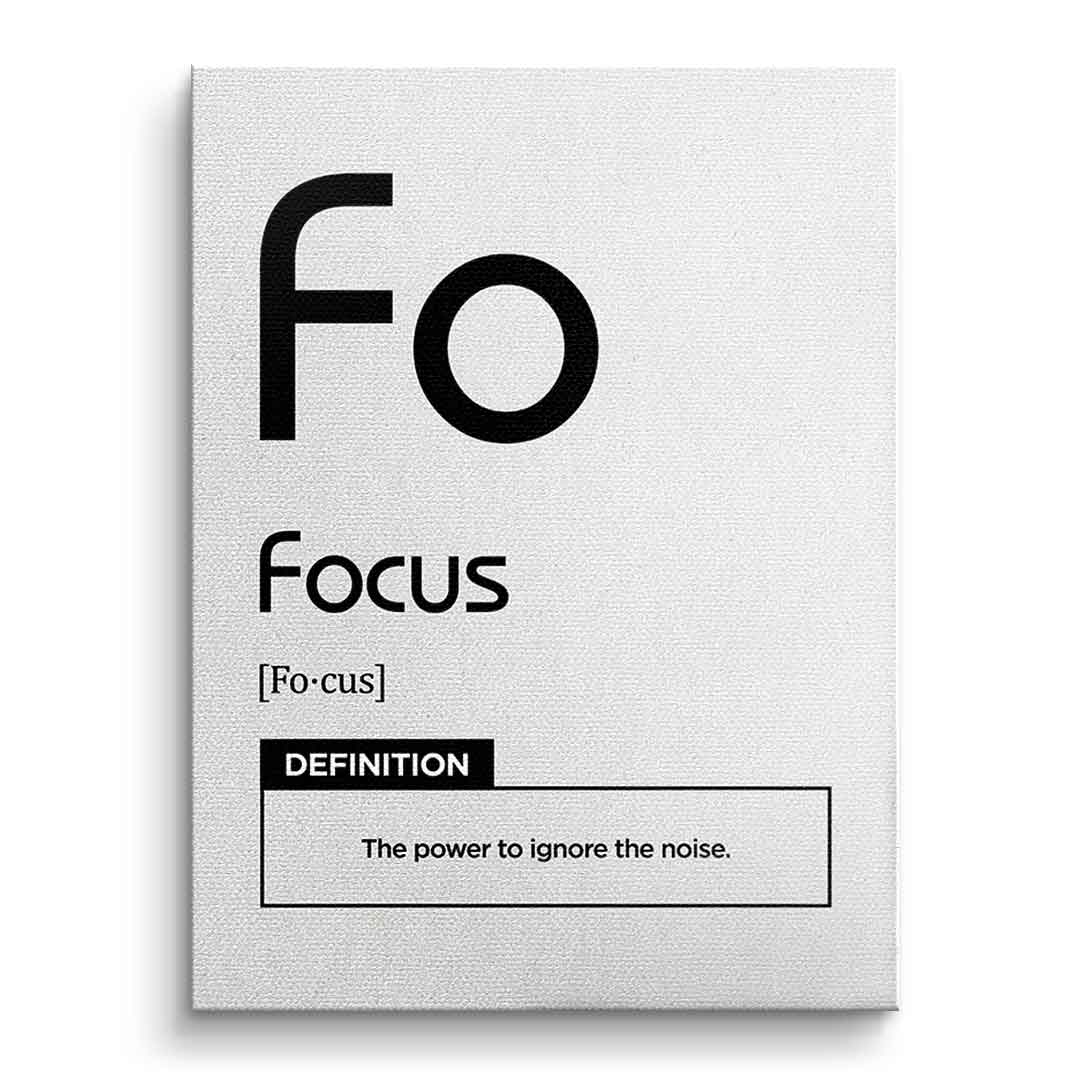 DOTCOMCANVAS® Focus (Fo) Leinwandbild Version Weiß – Vorderansicht Ohne Rahmen