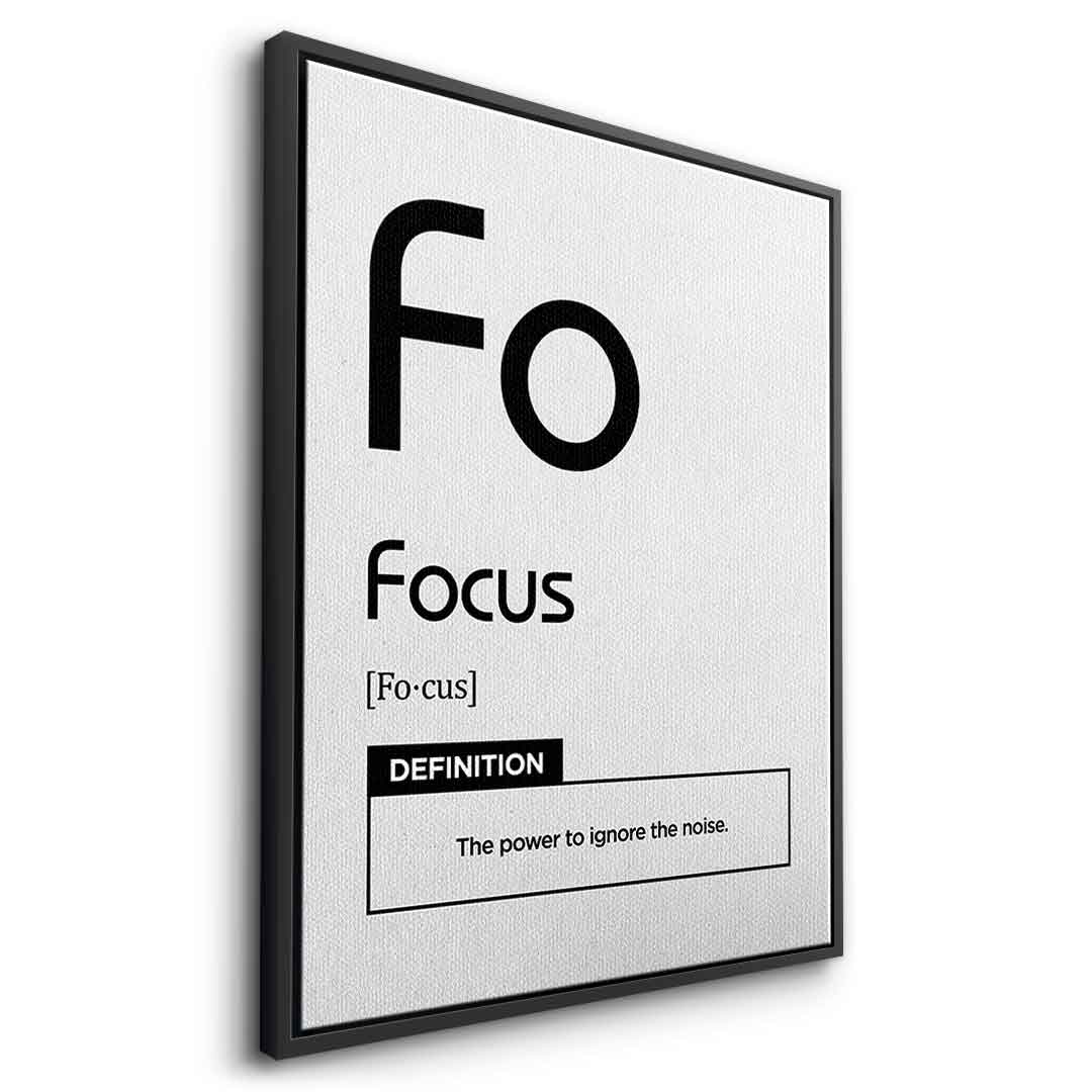 DOTCOMCANVAS® Focus (Fo) Leinwandbild Version Weiß – Seitenansicht Schwarz