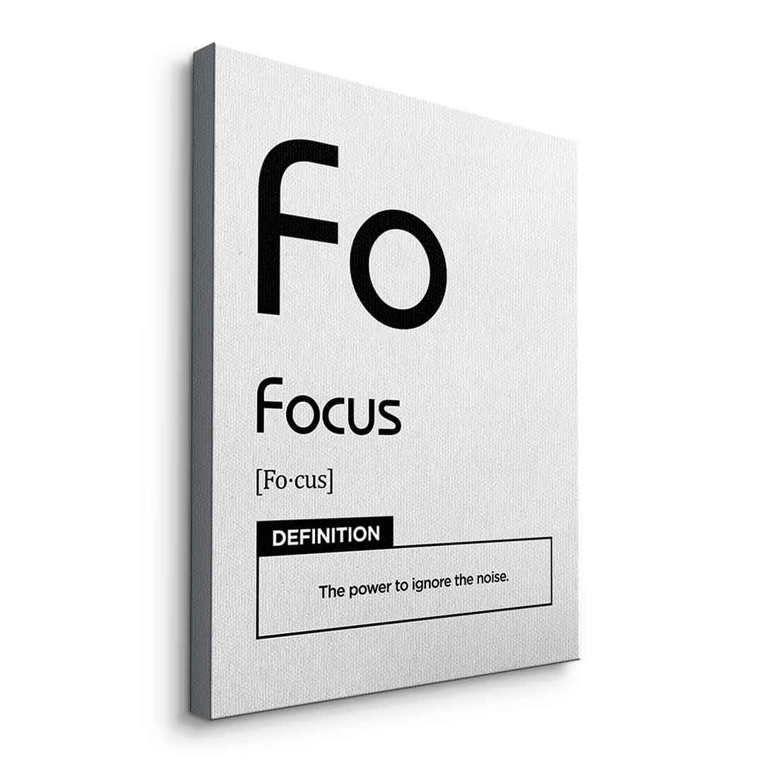 DOTCOMCANVAS® Focus (Fo) Leinwandbild Version Weiß – Seitenansicht Ohne Rahmen