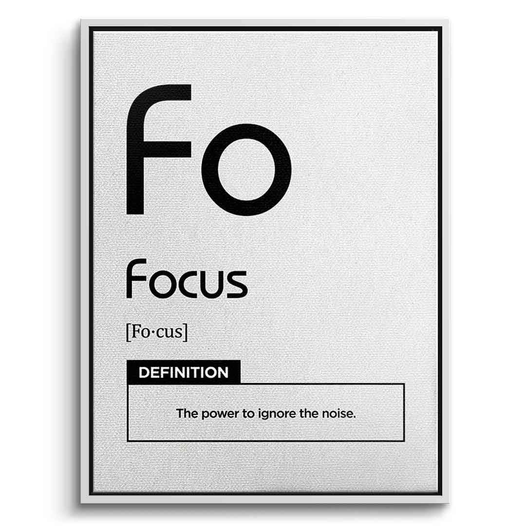 DOTCOMCANVAS® Focus (Fo) Leinwandbild Version Weiß – Vorderansicht Weißer Rahmen