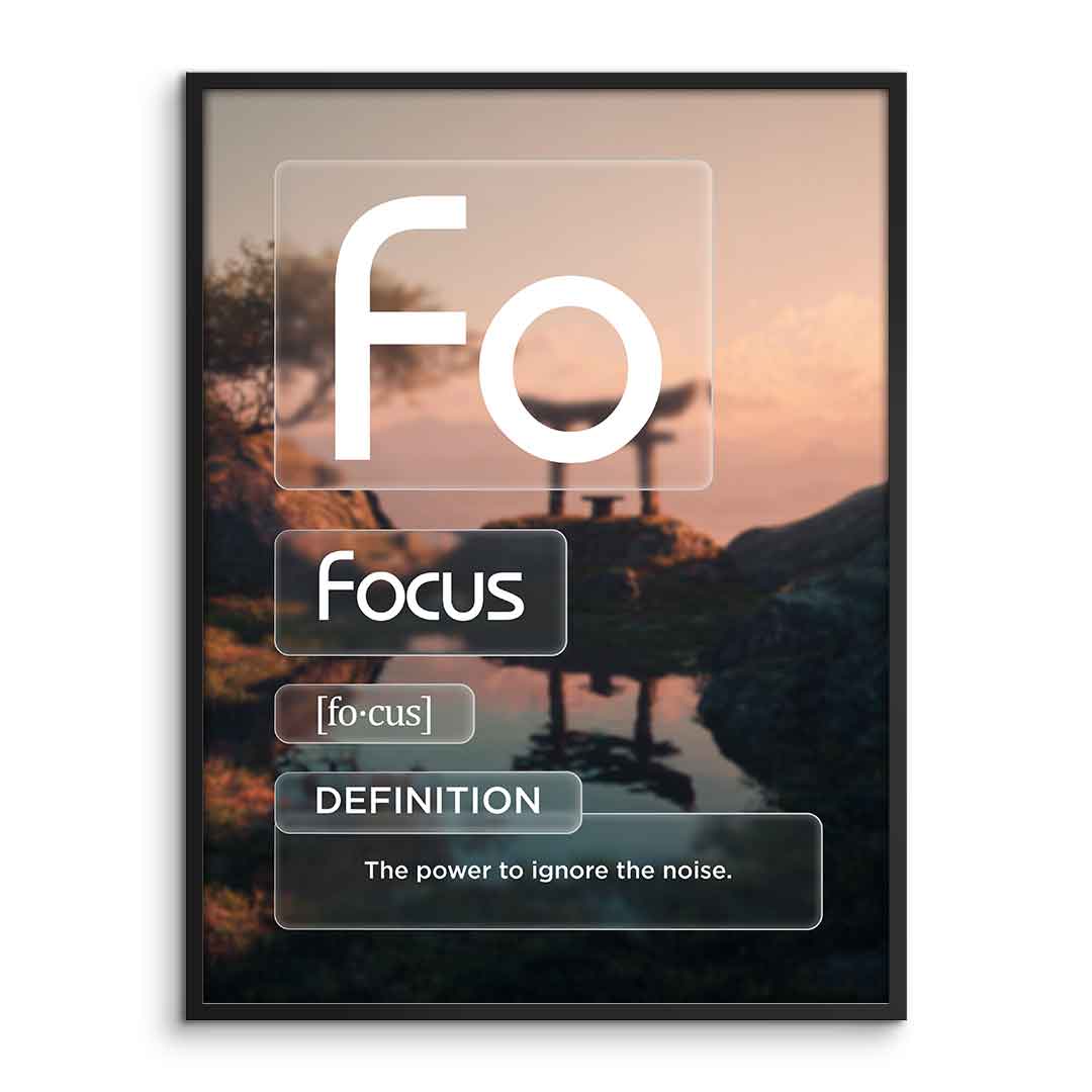 DOTCOMCANVAS® Focus (Fo) Poster Version Farbig – Vorderansicht im Rahmen