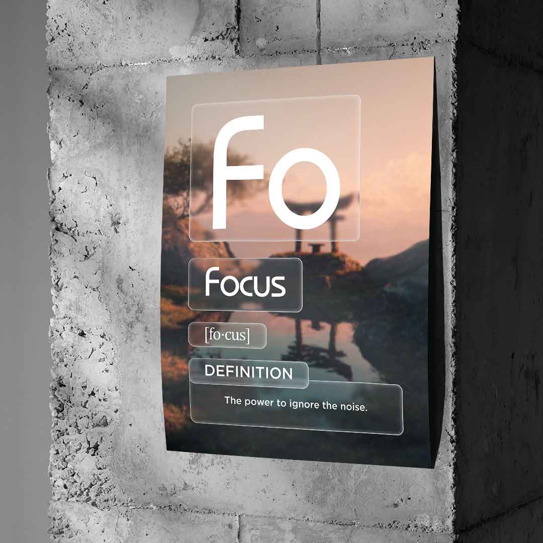 DOTCOMCANVAS® Focus (Fo) Poster Version Farbig – Wand-Mockup