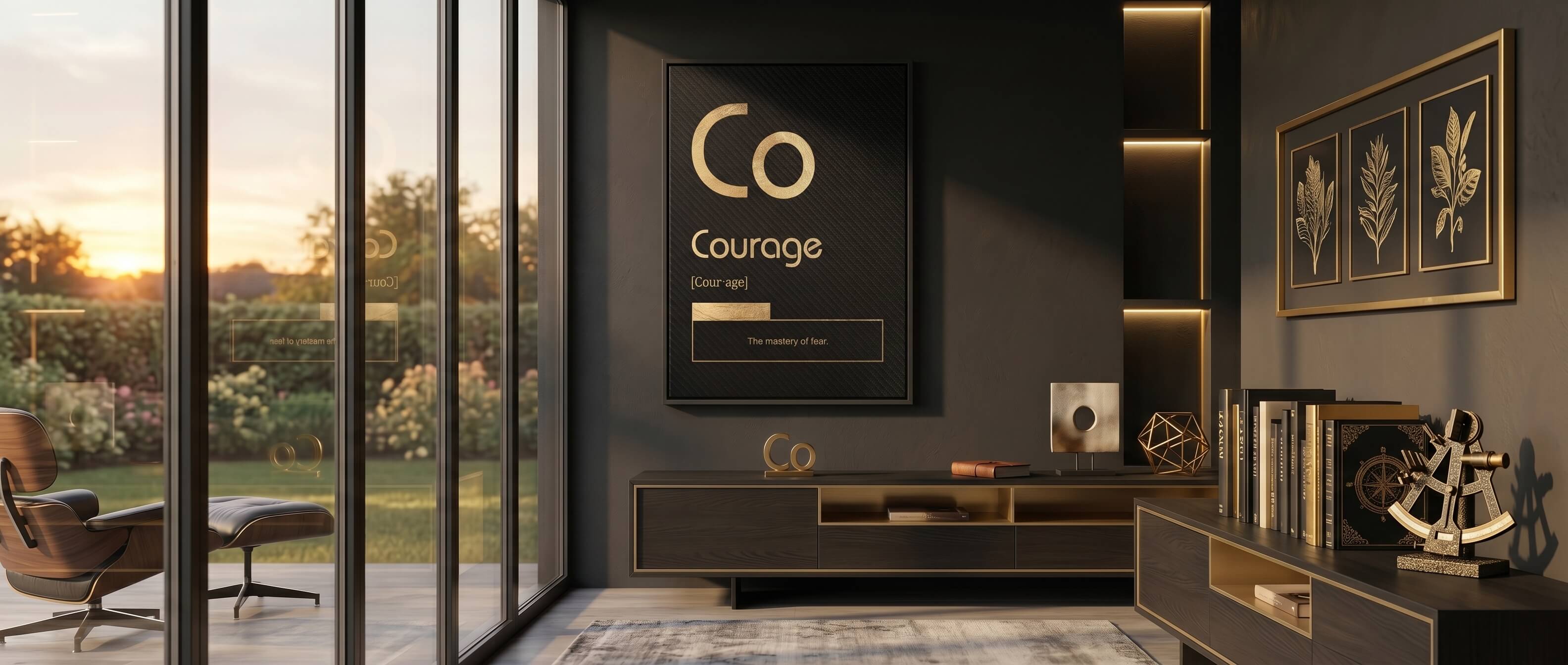 DOTCOMCANVAS® Courage (Co) Leinwandbild Schwarz – Banner
