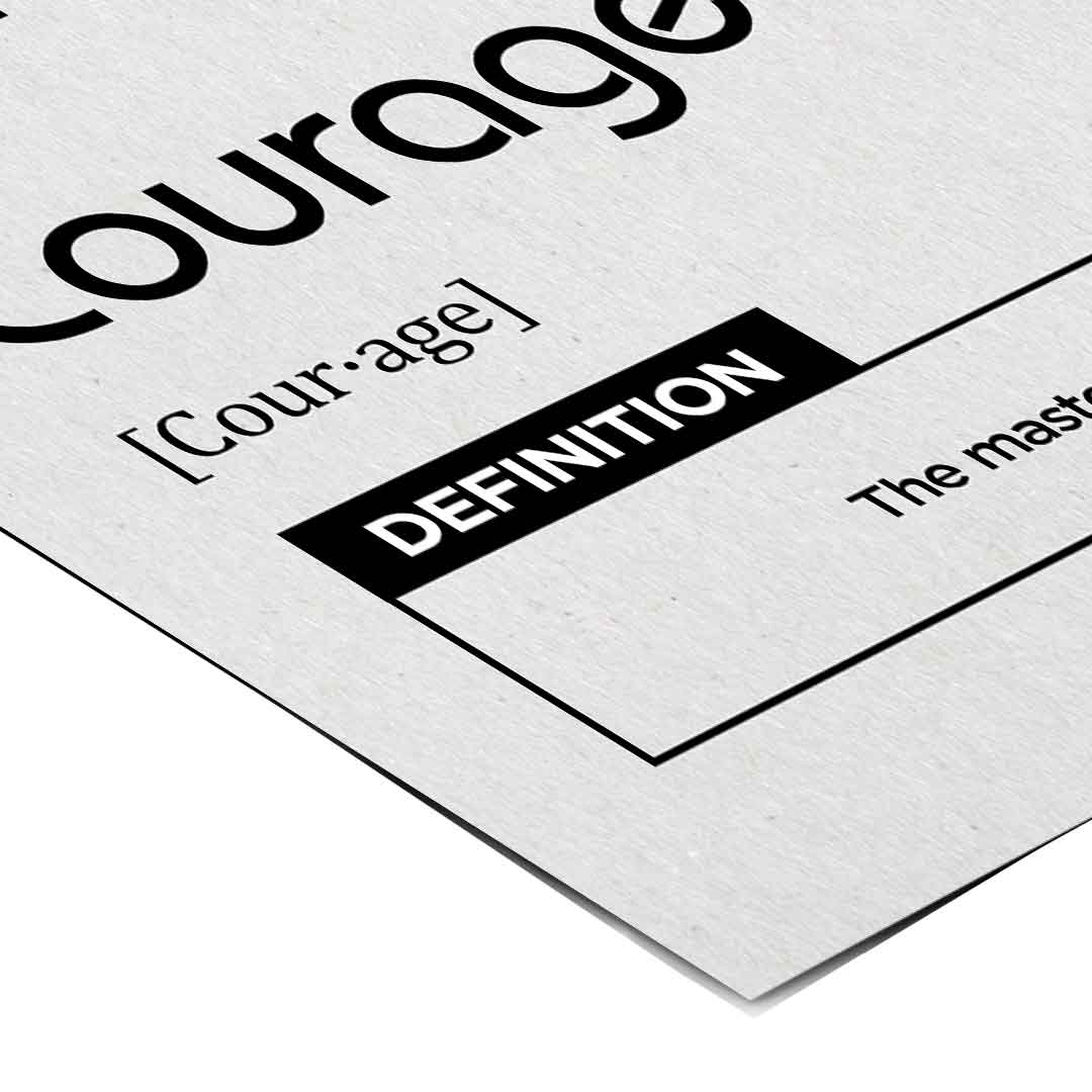 DOTCOMCANVAS® Courage (Co) Poster Version Weiß – Eck-Detail