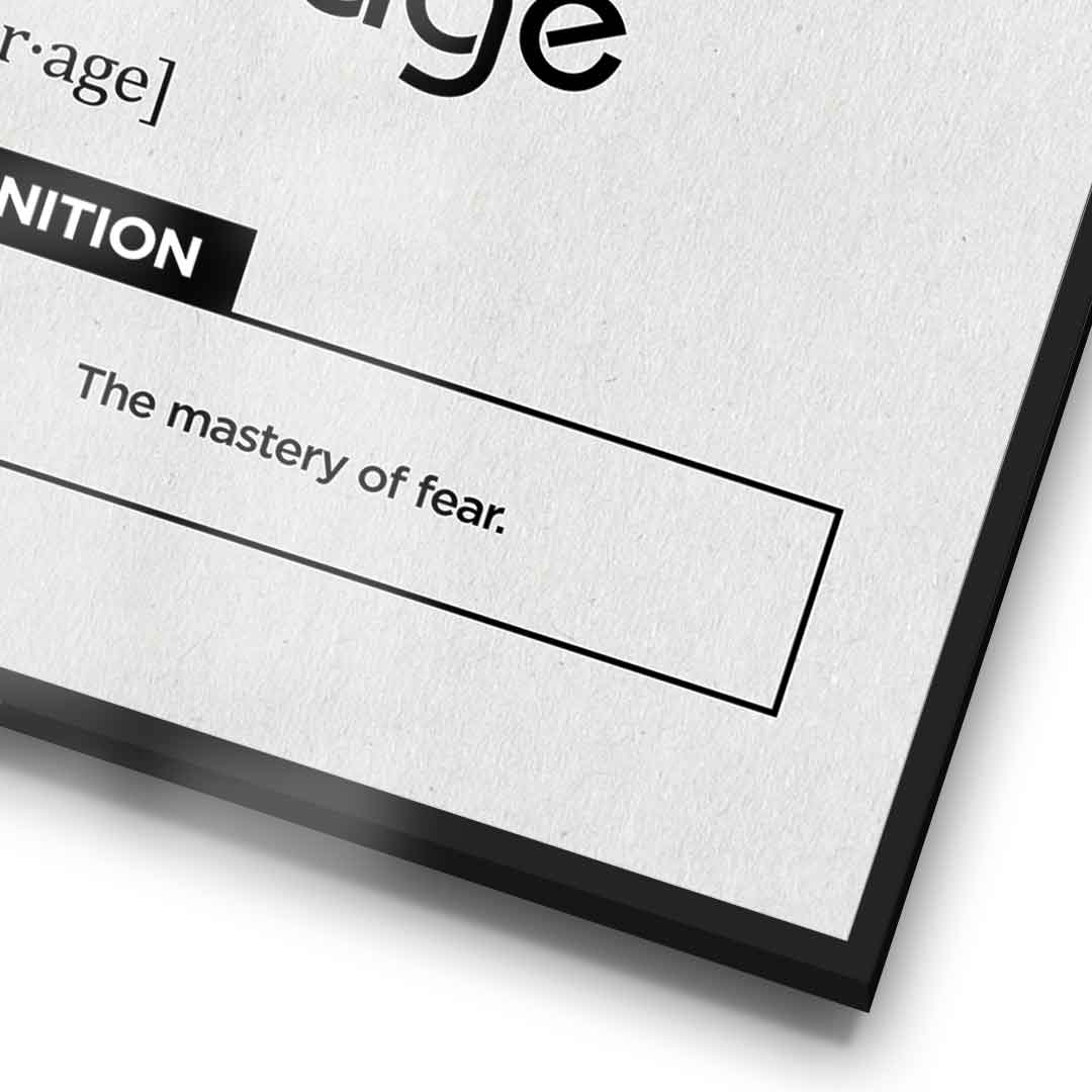 DOTCOMCANVAS® Courage (Co) Poster Version Weiß – Detail im Rahmen