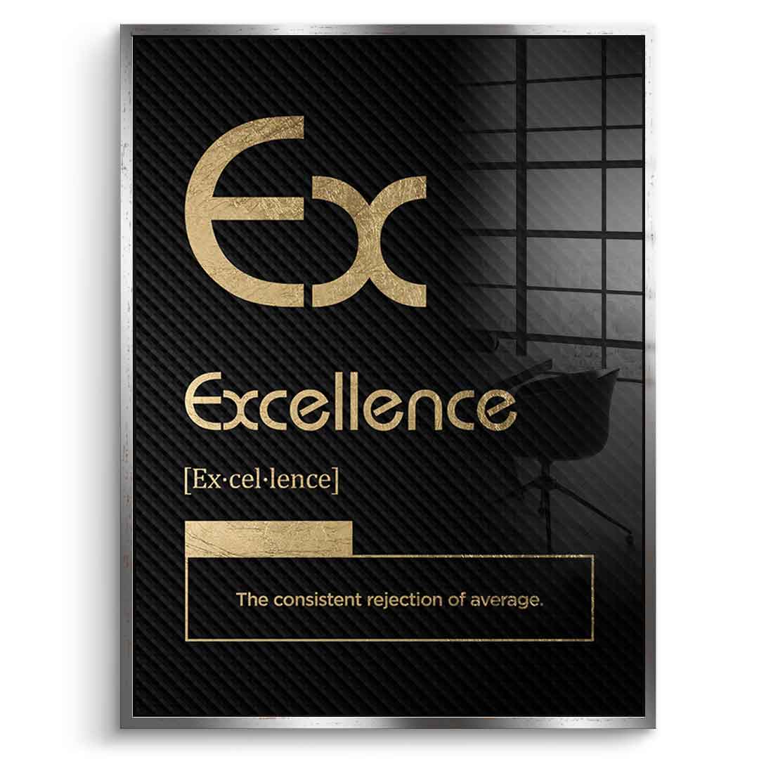 DOTCOMCANVAS® Excellence (Ex) Acrylglasbild Version Schwarz – Vorderansicht Weißer Rahmen