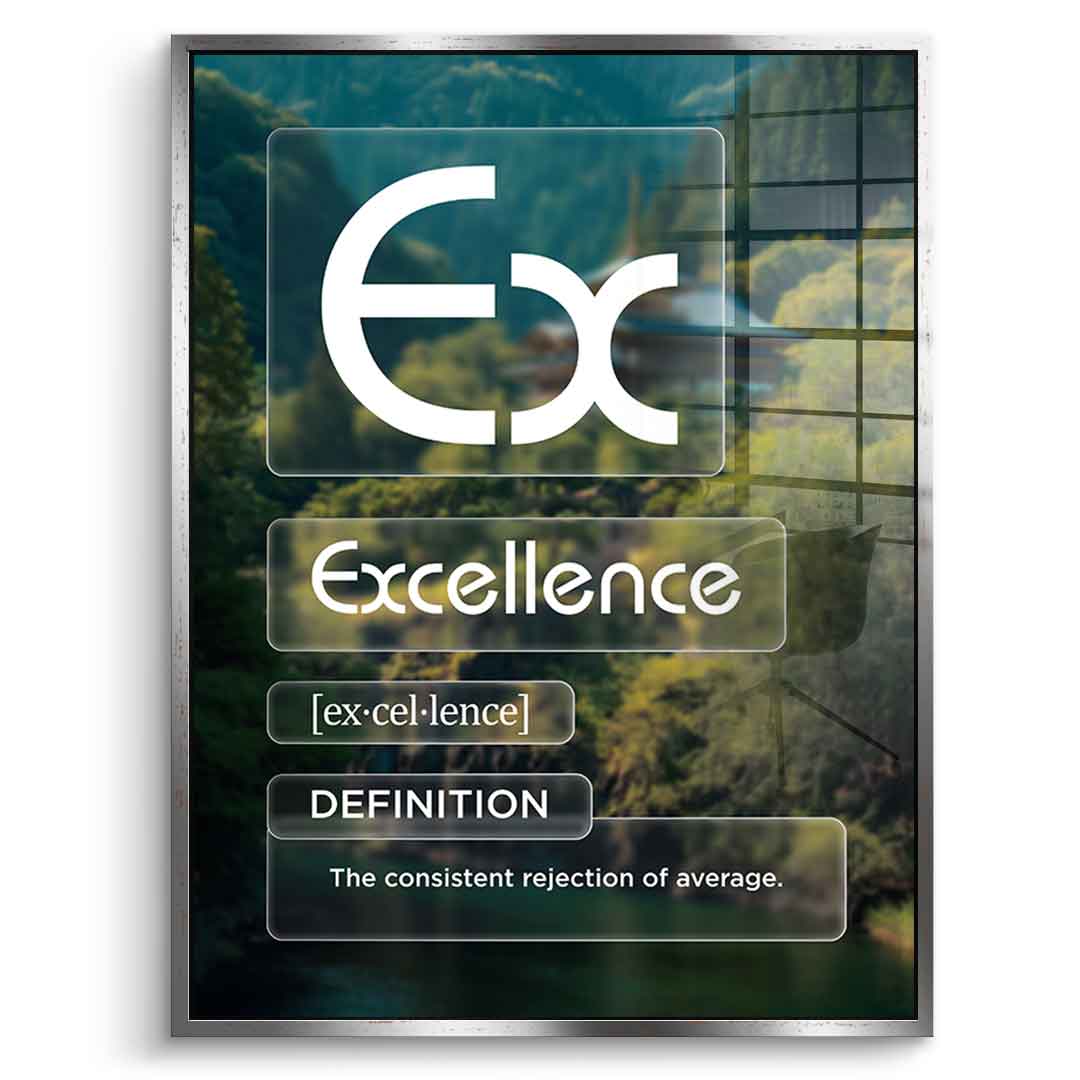 DOTCOMCANVAS® Excellence (Ex) Acrylglasbild Version Farbig – Vorderansicht Weißer Rahmen