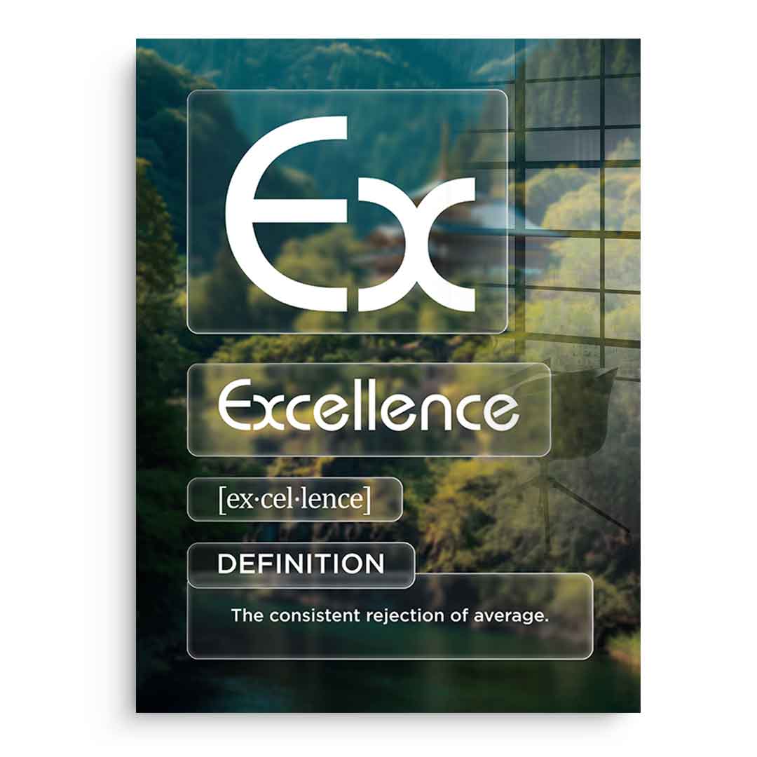 DOTCOMCANVAS® Excellence (Ex) Acrylglasbild Version Farbig – Vorderansicht Schwarzer Rahmen