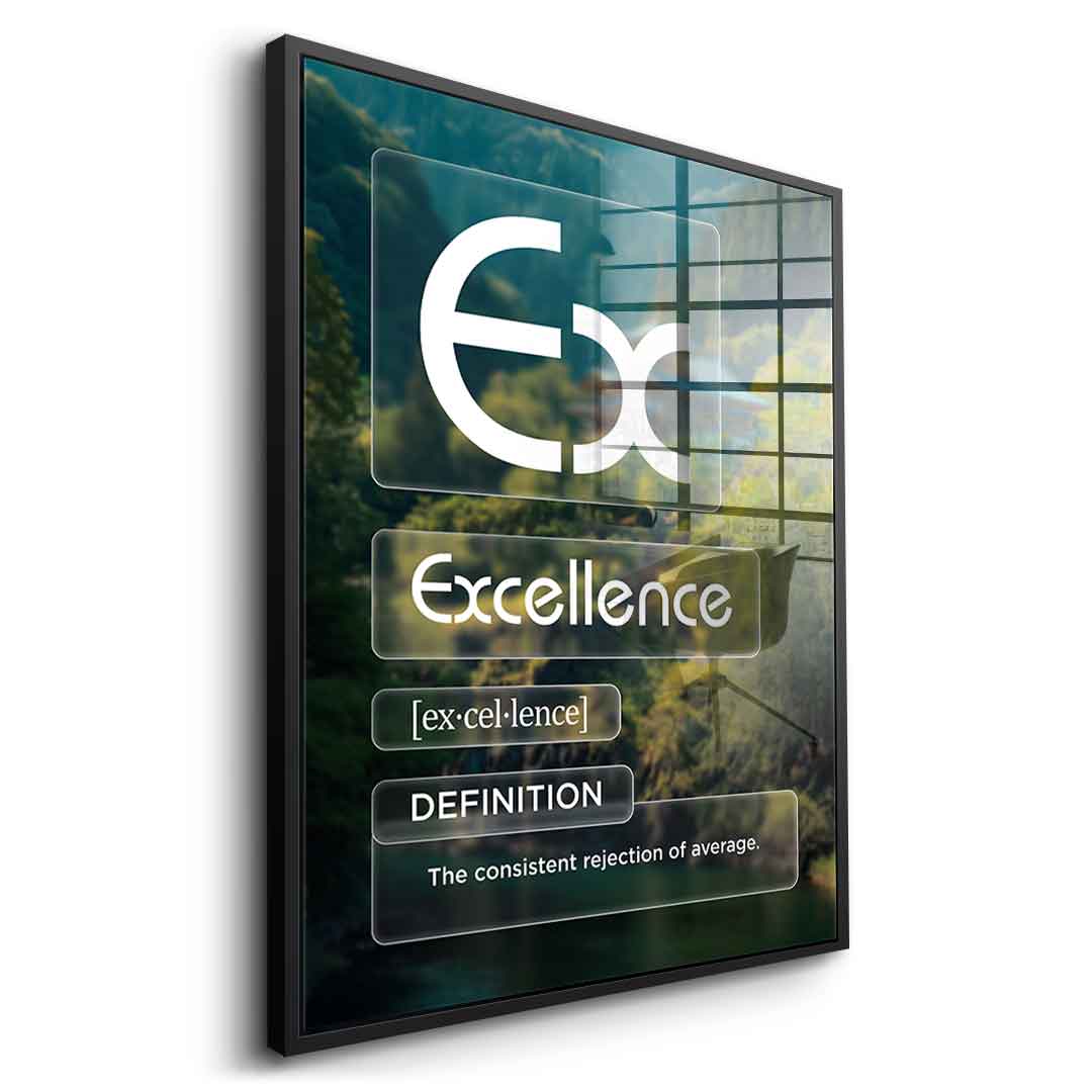 DOTCOMCANVAS® Excellence (Ex) Acrylglasbild Version Farbig – Vorderansicht Goldener Rahmen