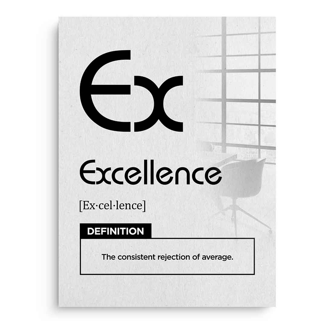 DOTCOMCANVAS® Excellence (Ex) Acrylglasbild Version Weiß – Vorderansicht Schwarzer Rahmen
