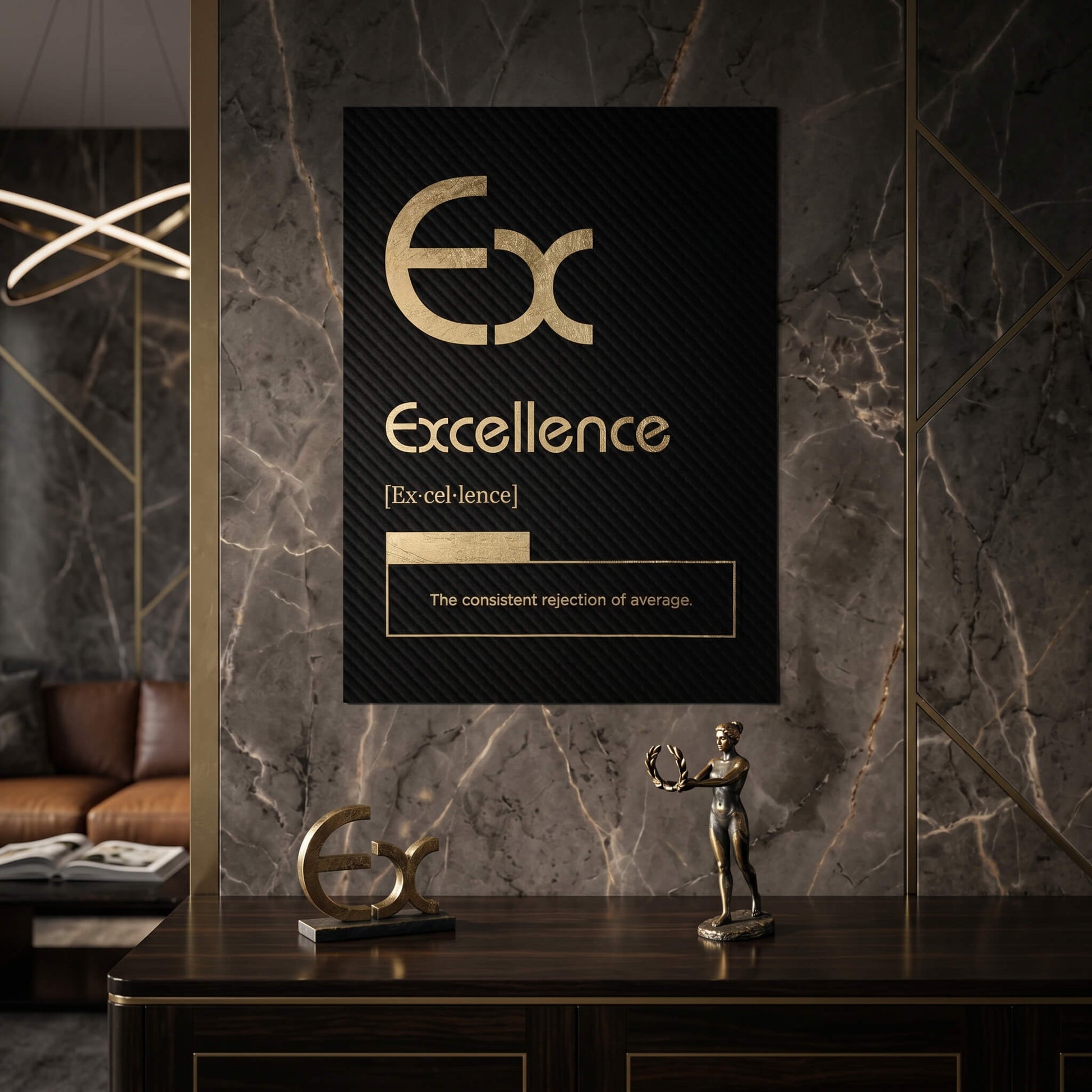 DOTCOMCANVAS® Excellence (Ex) Poster Version Schwarz – Raum-Mockup