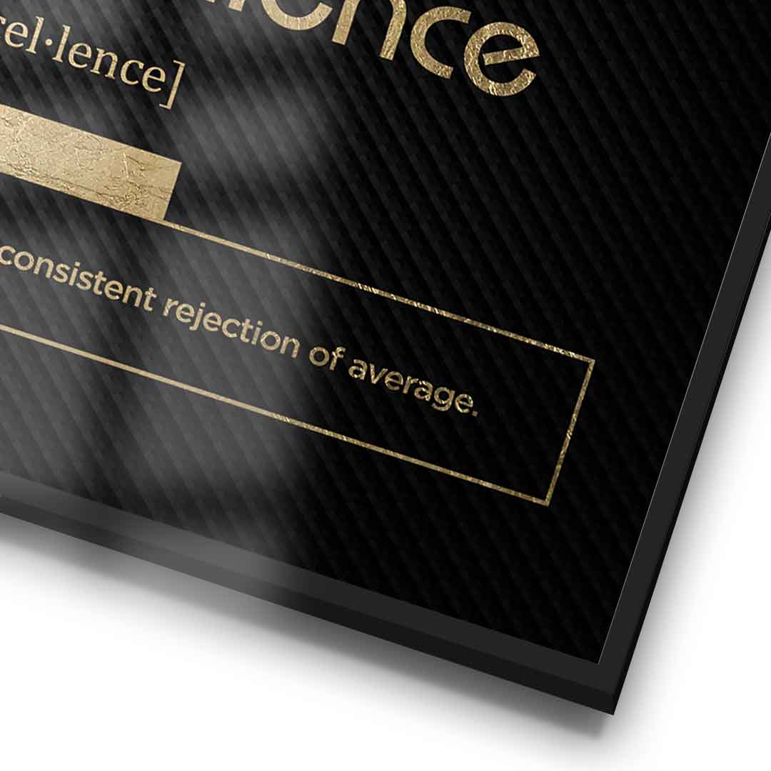 DOTCOMCANVAS® Excellence (Ex) Poster Version Schwarz – Detail im Rahmen