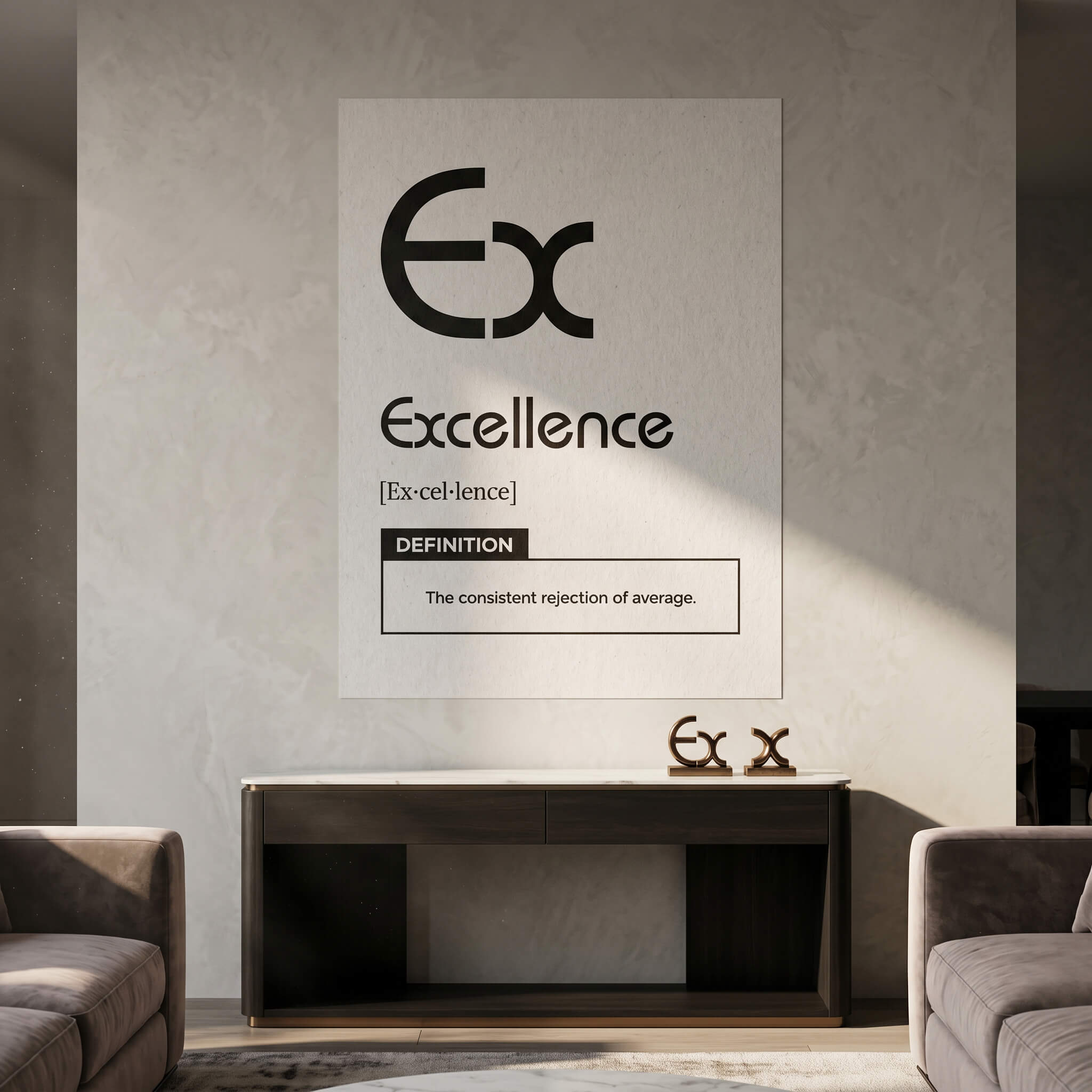 DOTCOMCANVAS® Excellence (Ex) Poster Version Weiß – Raum-Mockup