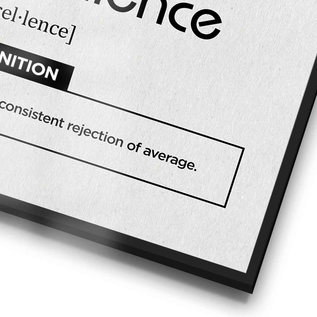 DOTCOMCANVAS® Excellence (Ex) Poster Version Weiß – Detail im Rahmen