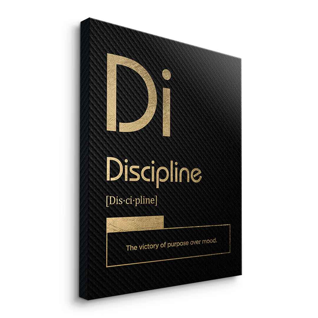 DOTCOMCANVAS® Discipline (Di) Leinwandbild Version Schwarz – Seitenansicht Ohne Rahmen