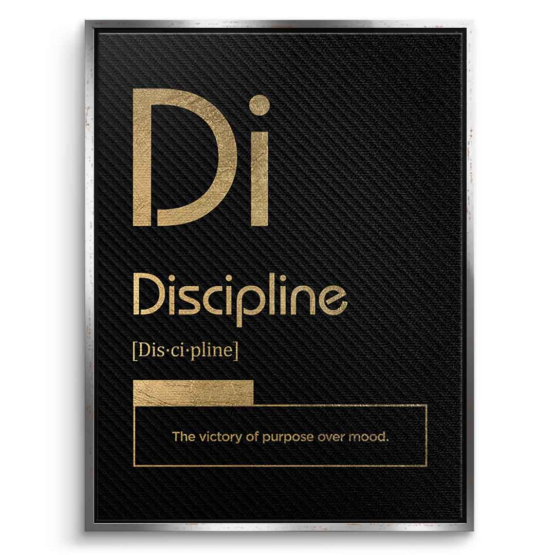 DOTCOMCANVAS® Discipline (Di) Leinwandbild Version Schwarz – Vorderansicht Schwarzer Rahmen