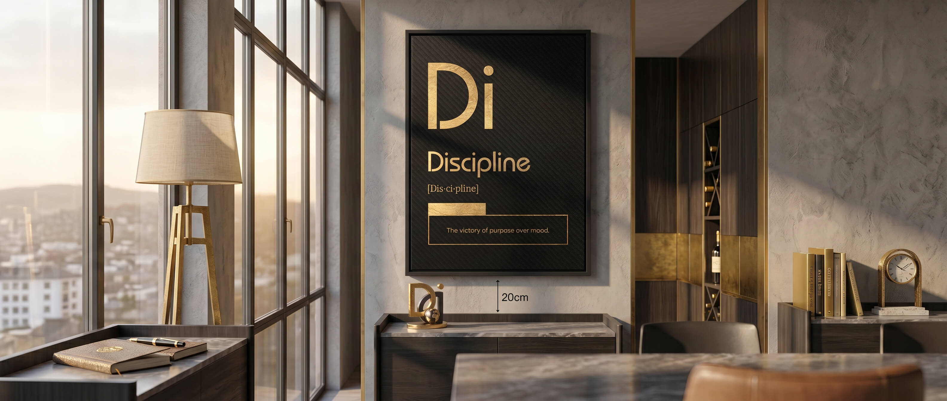 DOTCOMCANVAS® Discipline (Di) Leinwandbild Schwarz – Banner