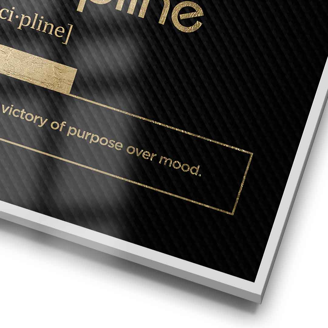 DOTCOMCANVAS® Discipline (Di) Poster Version Schwarz – Detail im Rahmen