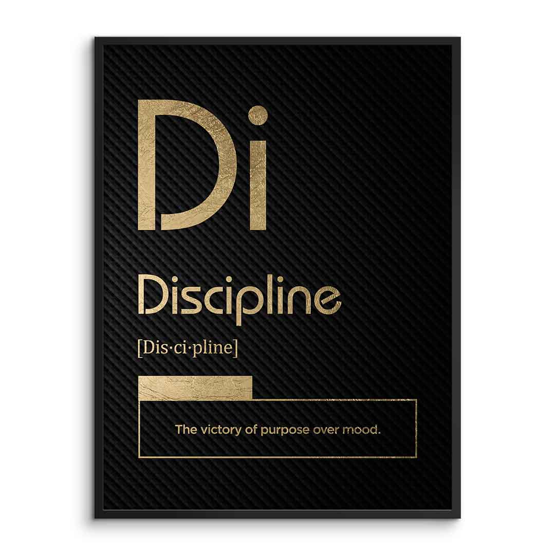 DOTCOMCANVAS® Discipline (Di) Poster Version Schwarz – Vorderansicht im Rahmen