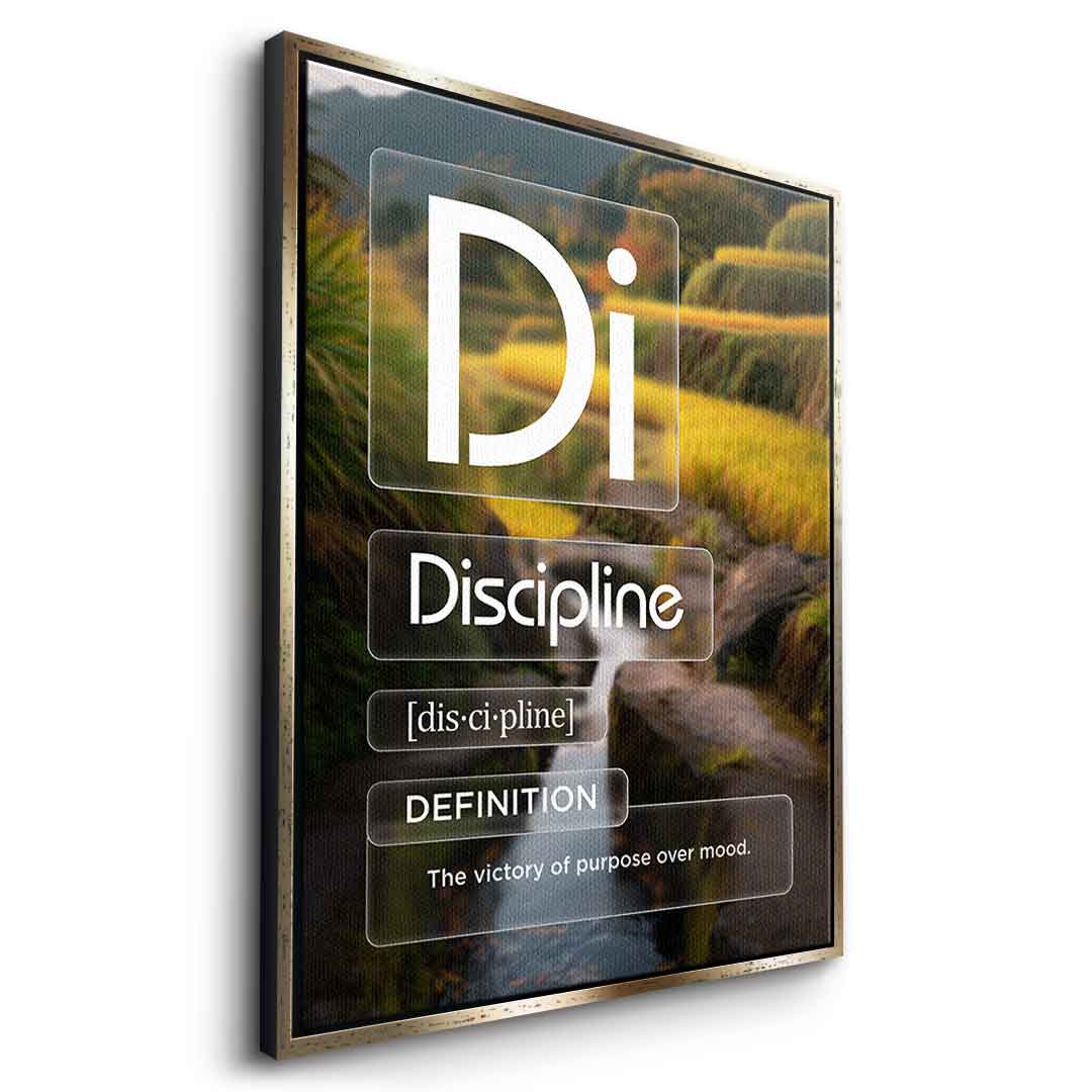 DOTCOMCANVAS® Discipline (Di) Leinwandbild Version Farbig – Seitenansicht Gold