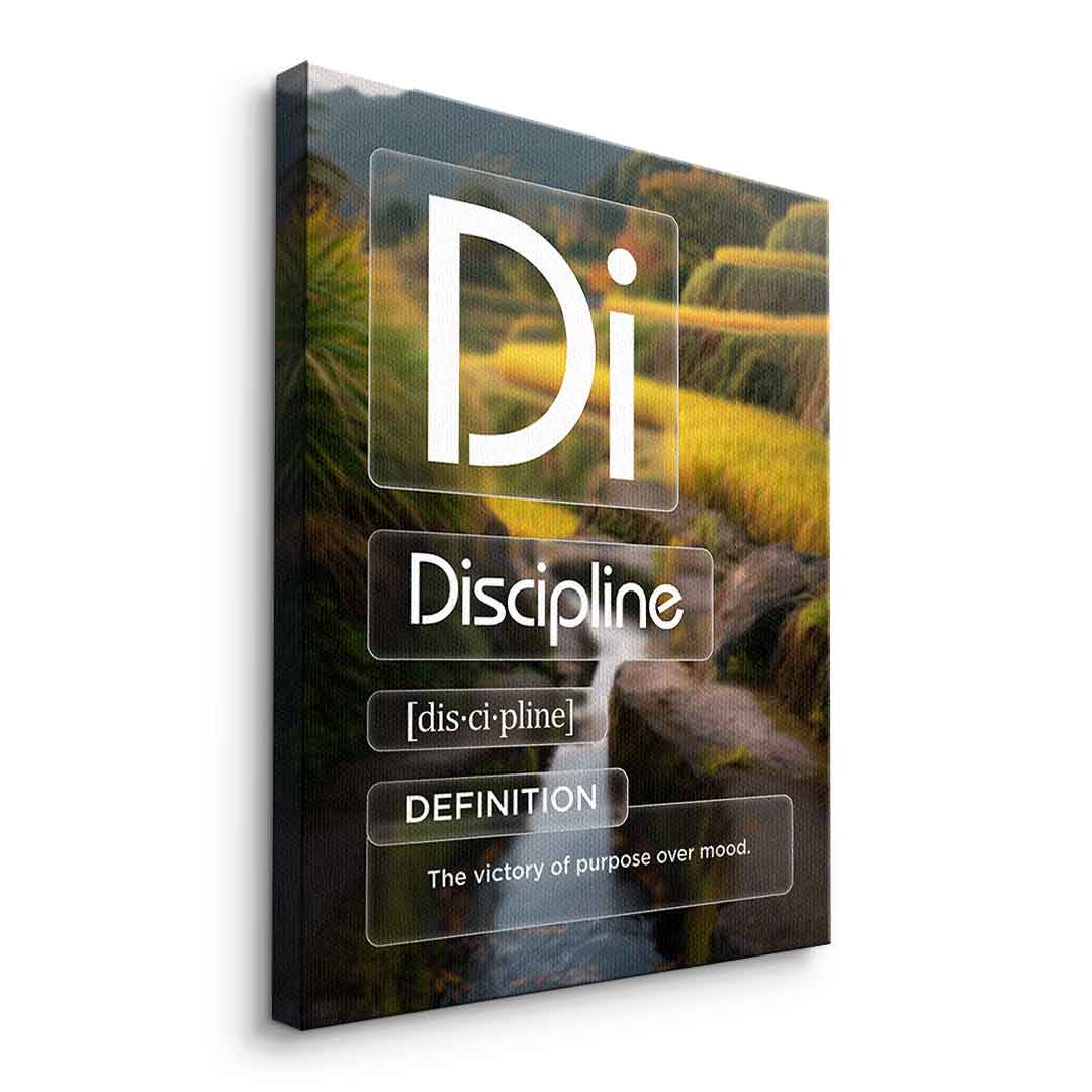 DOTCOMCANVAS® Discipline (Di) Leinwandbild Version Farbig – Seitenansicht Ohne Rahmen