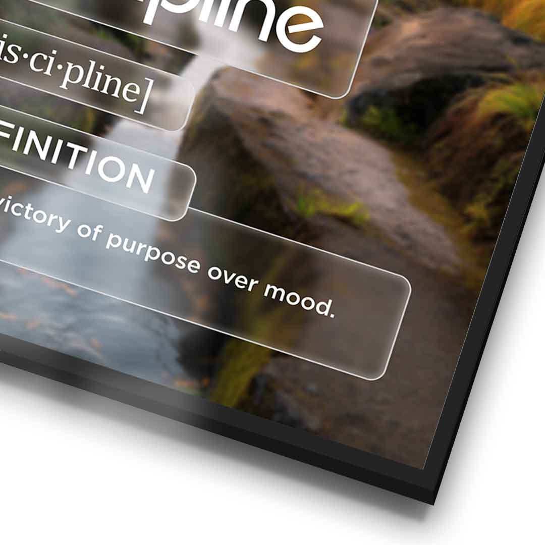 DOTCOMCANVAS® Discipline (Di) Poster Version Farbig – Detail im Rahmen