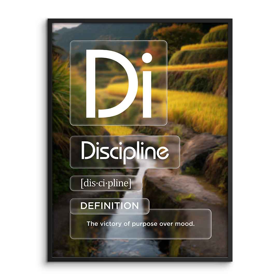 DOTCOMCANVAS® Discipline (Di) Poster Version Farbig – Vorderansicht im Rahmen