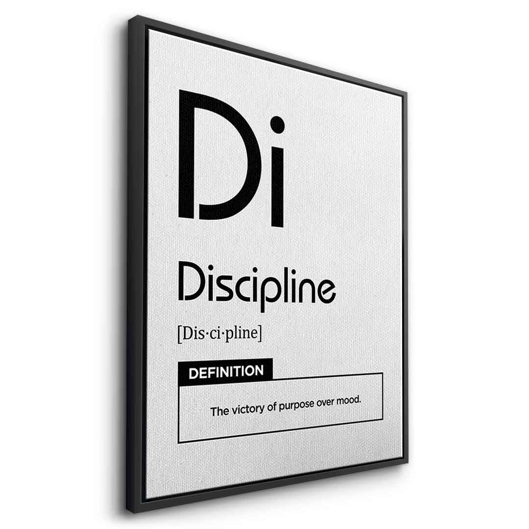 DOTCOMCANVAS® Discipline (Di) Leinwandbild Version Weiß – Seitenansicht Schwarz