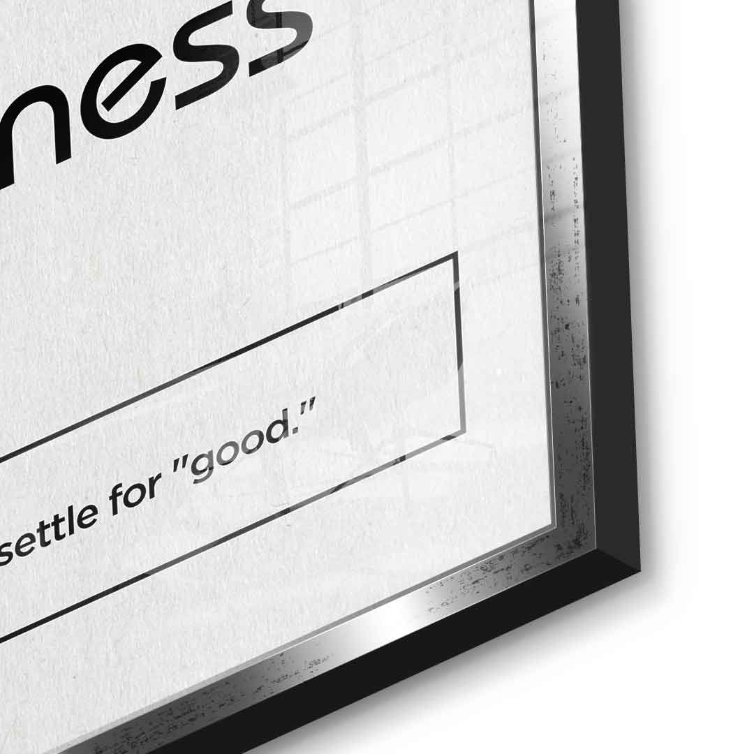 DOTCOMCANVAS® Greatness (Gr) Acrylglasbild Version Weiß – Detailansicht