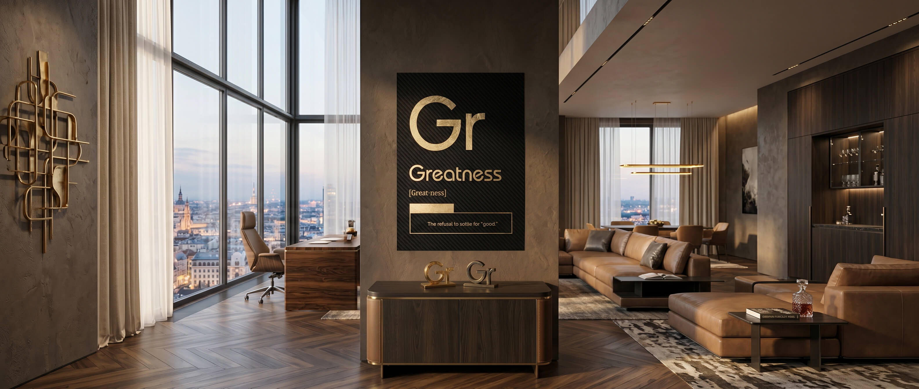DOTCOMCANVAS® Greatness (Gr) Poster Schwarz – Banner