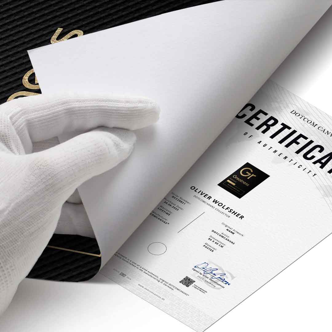 DOTCOMCANVAS® Greatness (Gr) Poster Version Schwarz – Echtheitszertifikat