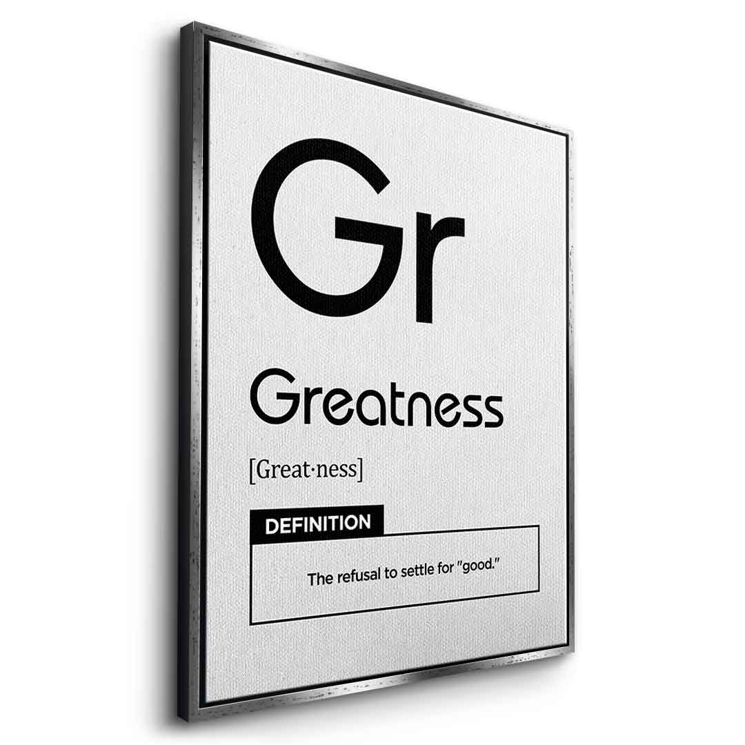 DOTCOMCANVAS® Greatness (Gr) Leinwandbild Version Weiß – Seitenansicht Weiß