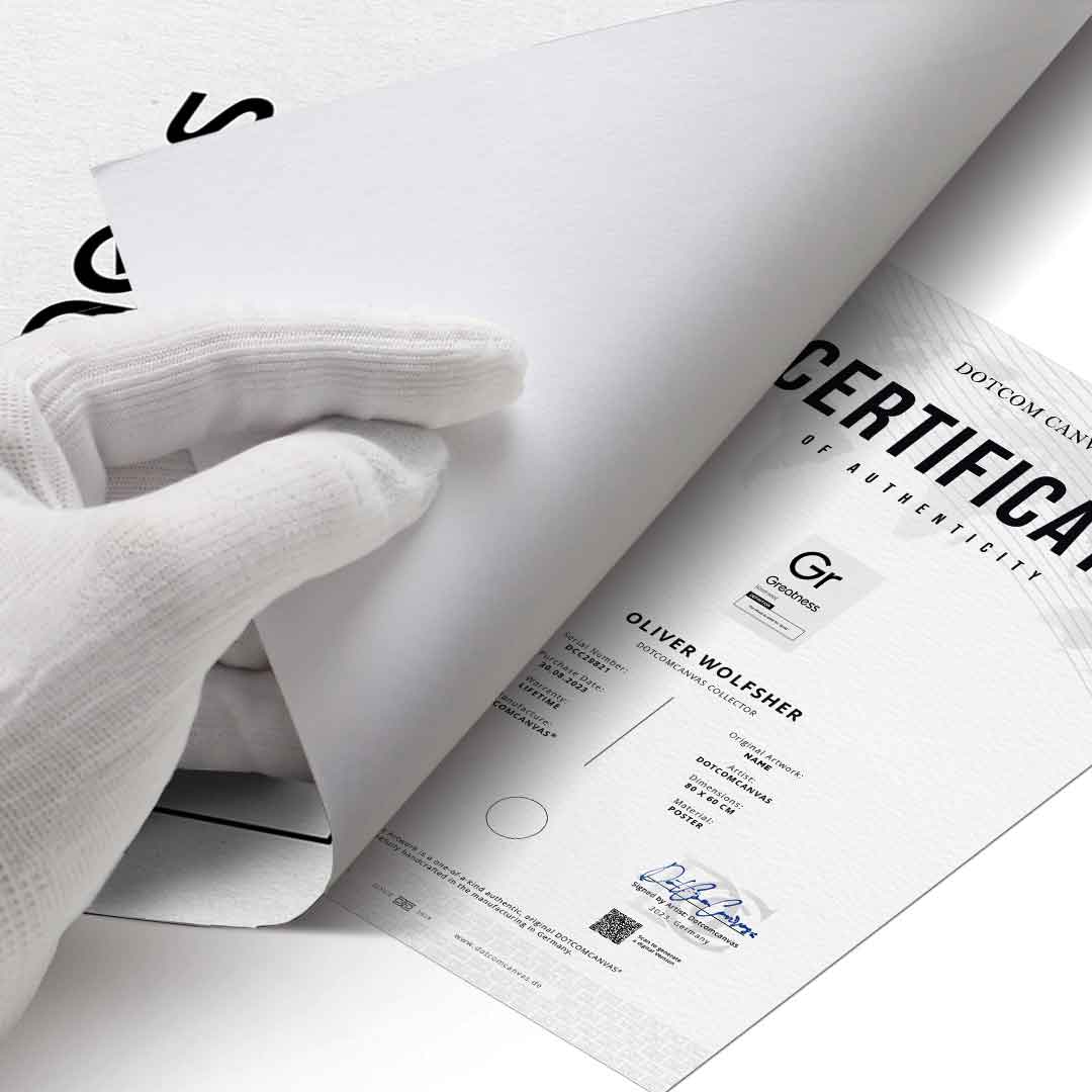 DOTCOMCANVAS® Greatness (Gr) Poster Version Weiß – Echtheitszertifikat