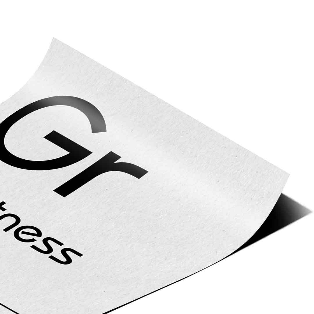 DOTCOMCANVAS® Greatness (Gr) Poster Version Weiß – Eck-Detail