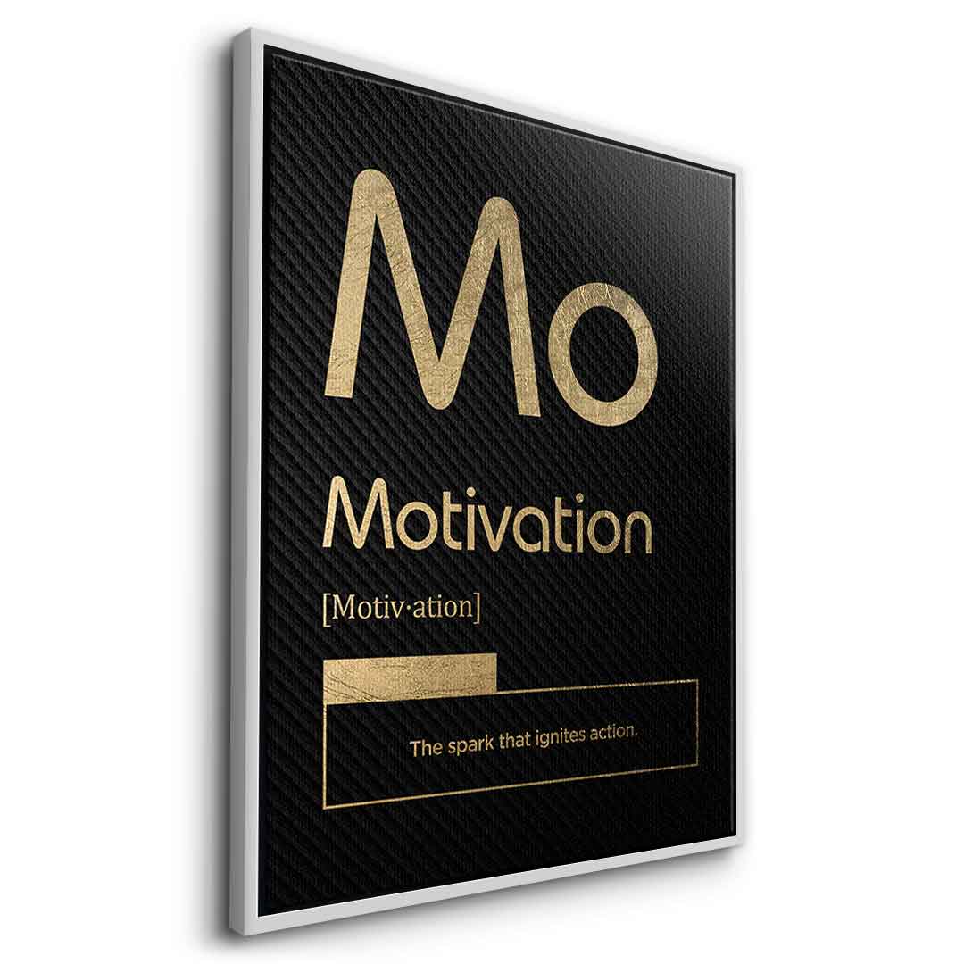 DOTCOMCANVAS® Motivation (Mo) Leinwandbild Version Schwarz – Seitenansicht Silber