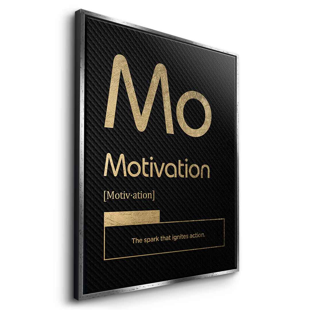 DOTCOMCANVAS® Motivation (Mo) Leinwandbild Version Schwarz – Seitenansicht Weiß